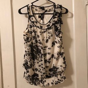 BCX Black and White Floral Blouse